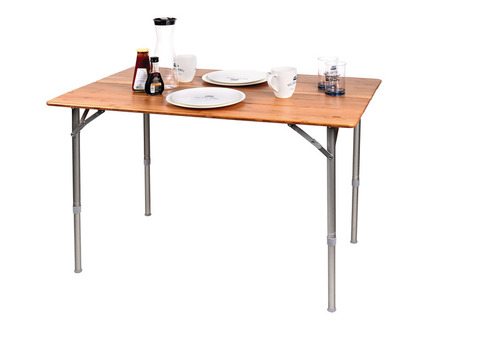 Tavolo in bambù da cm80x60x43/65cm con struttura in alluminio